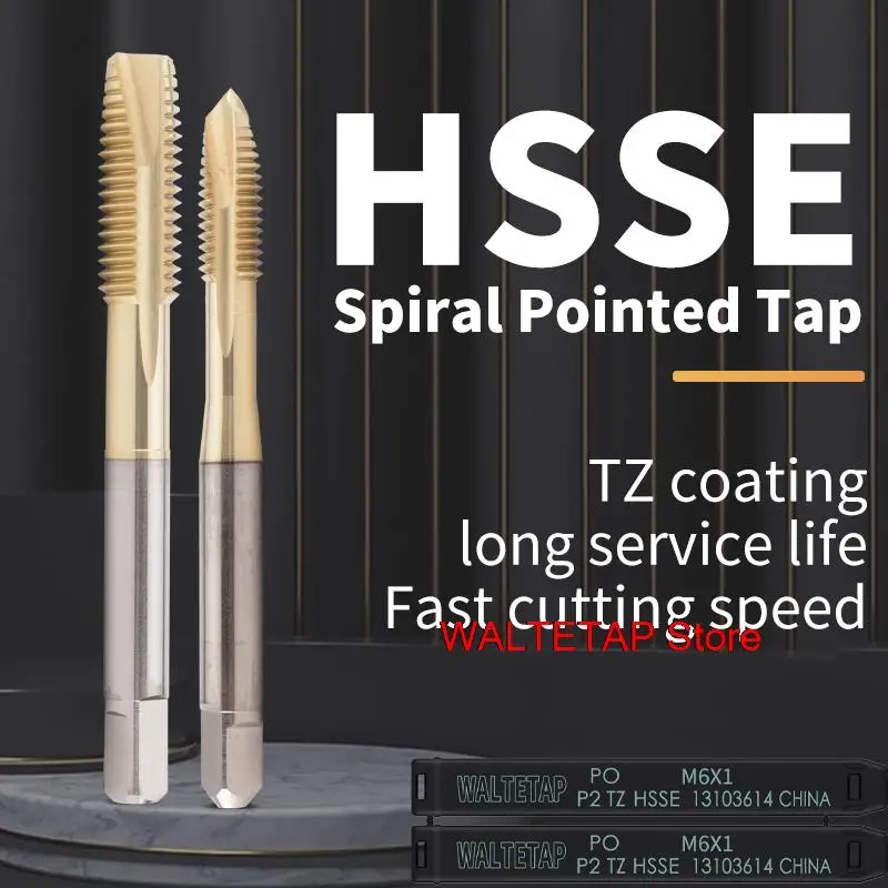 Waltetap Hsse-m35 Jis Padrão Tiain Revestimento Espiral Torneira Pontiaguda M11 M12 M13 M14 M16 M18 M20 M22 Parafuso de Máquina Torneiras de Rosca Fina