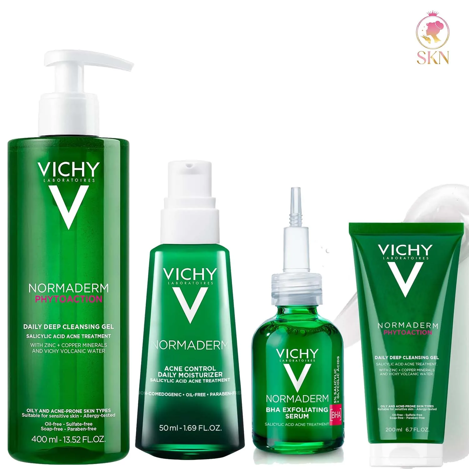 

VICHY: Набор для ухода за кожей лица от акне (гель для умывания, сыворотка, эссенция, тоник) с BHA: отшелушивание, разглаживание, уменьшение морщин, увлажнение, осветление