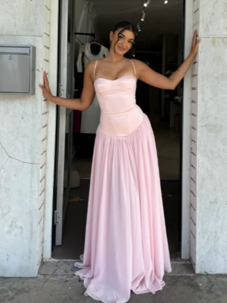 Vestido rosa elegante para mulheres