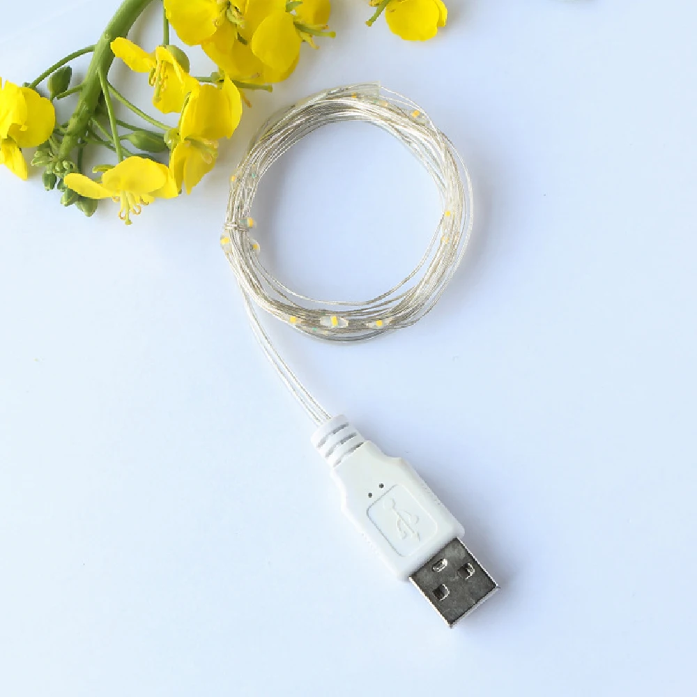 5V USB LED String Lights Fairy 1M 2M 3M Silver Wire Waterproof For Garland Home Christmas Wedding Party Decoration