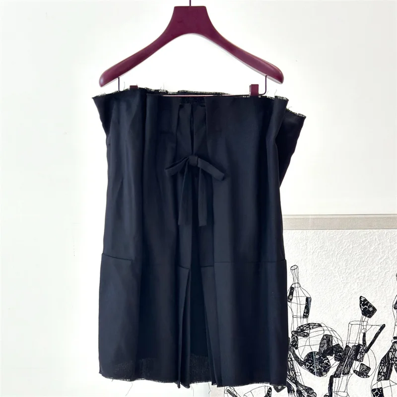 

Womens dresses New off shoulder mini dress for autumn 2025 Wool blend sleeveless short dresses Bow decoration women's half skirt