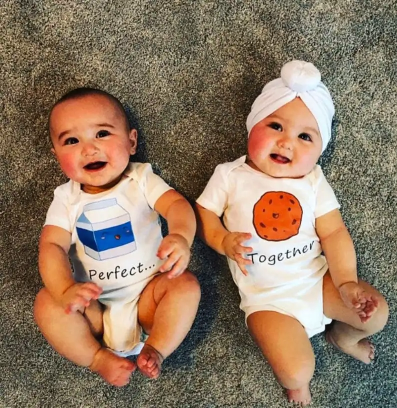 Perfect Together Twin Baby Clothes Funny Twins Outfits Romper Boy Girl Shower Gift Summer Short Sleeve Bodysuits Brother/sister