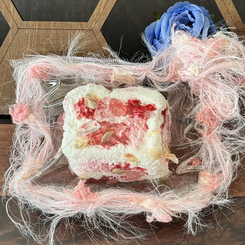 Food Grade Kawaii Fruit Cream Toast Squeeze Squishy Toy Irregular Fluffy Edge Vivid Jam Inlay Design Slow Rebound Stress Release
