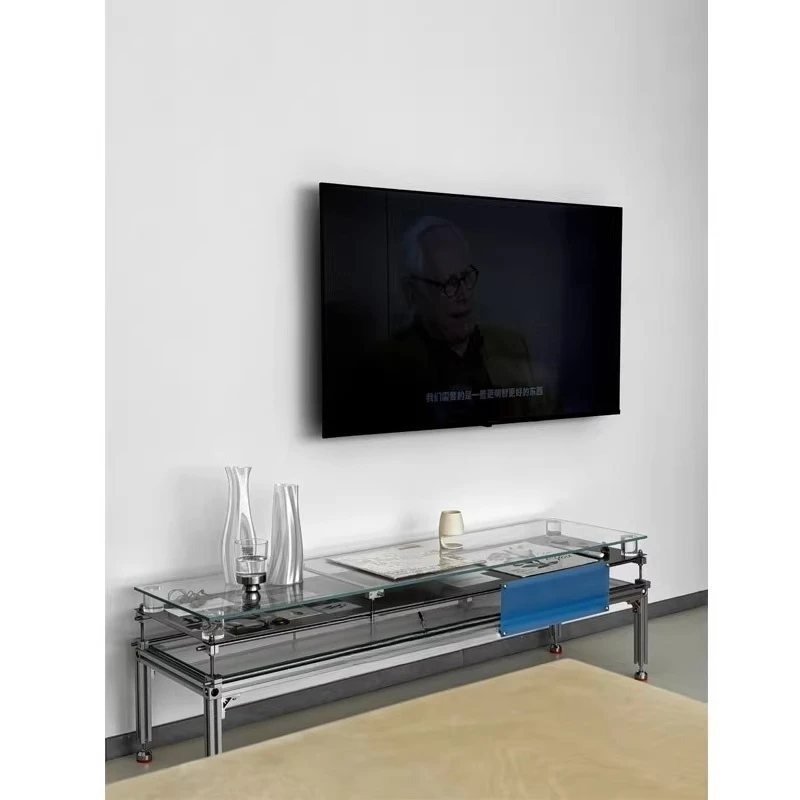 Aluminum Glass Optical Axis Cabinet Stainless Steel Optical Axis Shelf Floor to Floor Multi-layer Storage Rack