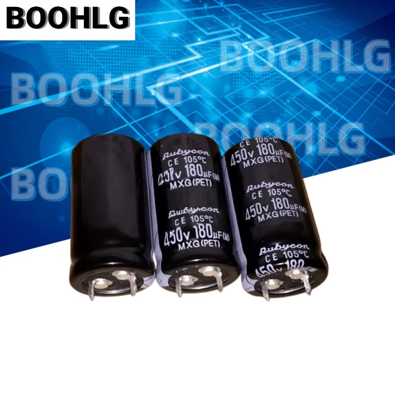 2Pcs 180uF 450V Snap‑in Aluminum Electrolytic Capacitor, MXG PET Series 105℃