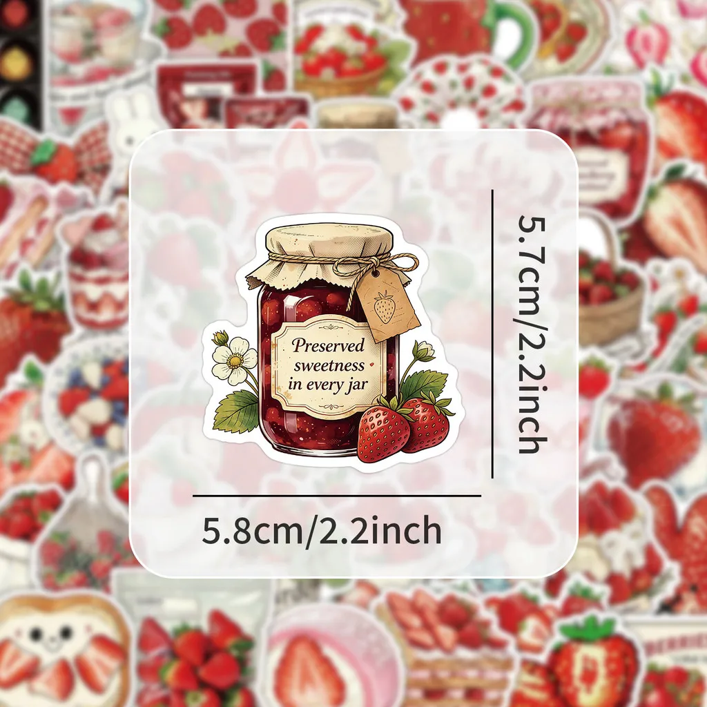 US Style Strawberry Graffiti Sticker Pack 50 Sheets, Waterproof Stickers Perfect for Water Bottle, Notebook Giajar Sticker Store