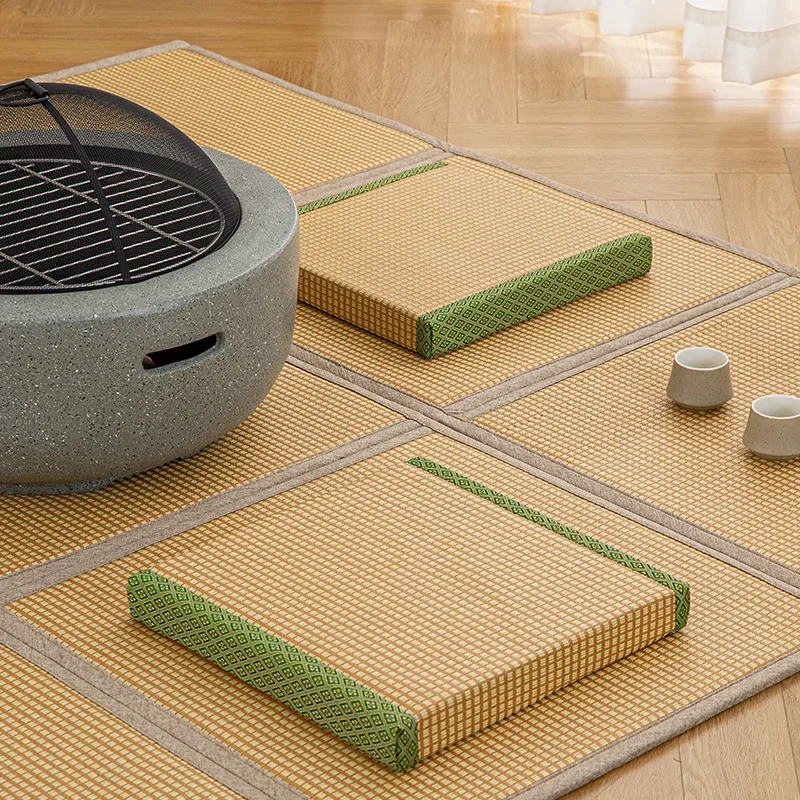Square Floor Cushion with Coconut Fiber Tatami Meditation Mat Bay Window Seat Pad Cross-Legged Sitting Mat for Yoga & Home Decor