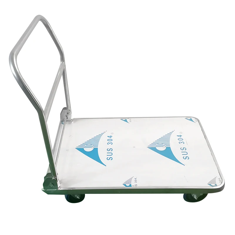 

Industry Cart Hand Truck Heavy Duty Four Wheels Folding Stainless Steel 304 Body Platform Trolleys