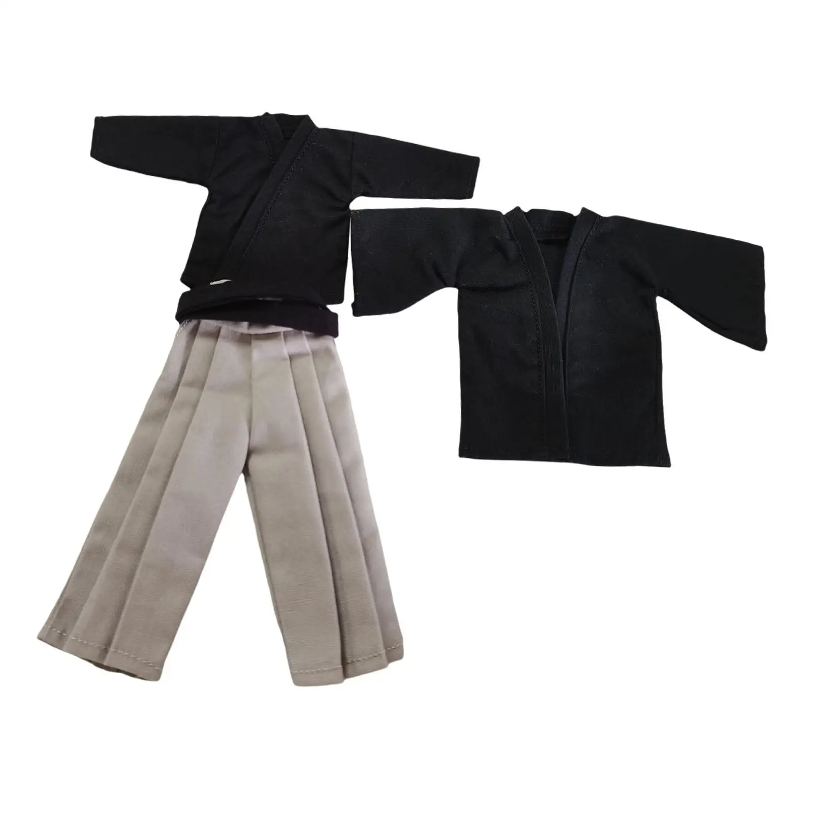 4Pcs 1/12 Samurai Kimono Clothes Tops with Pants Belt Doll Costume Miniature Clothing for 6