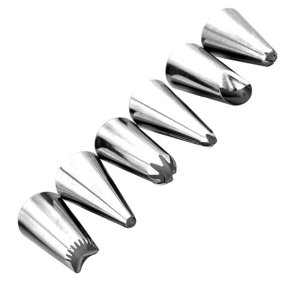 A56K 8Pcs/Set Pastry Bag Tips Kitchen Cake Icing Piping Cream Cake Decorating Tools Reusable +6 Nozzle Set-B