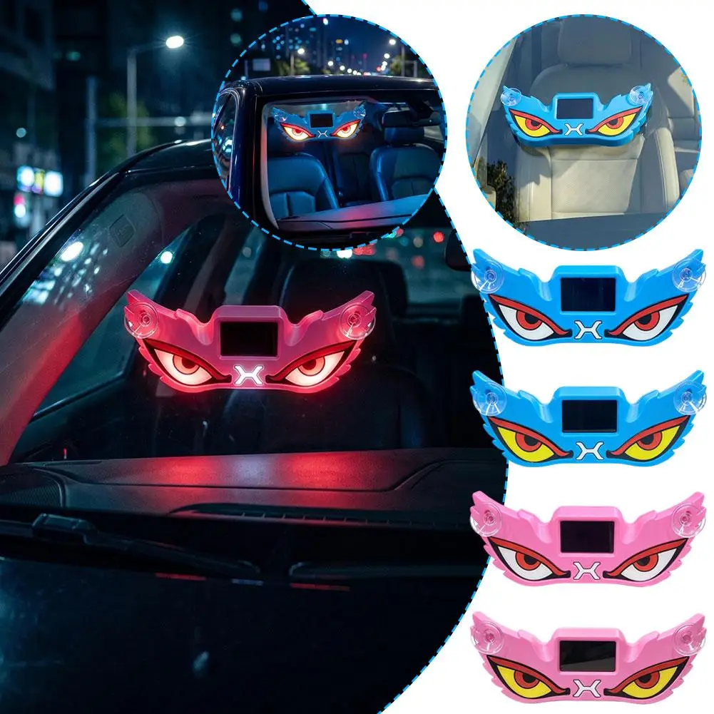 Devil Eyes Dynamic LED Car Ambient Light Solar Type-C Dual Charging Auto Sensor Light Vibration Activated Suction Cup Decor Lamp