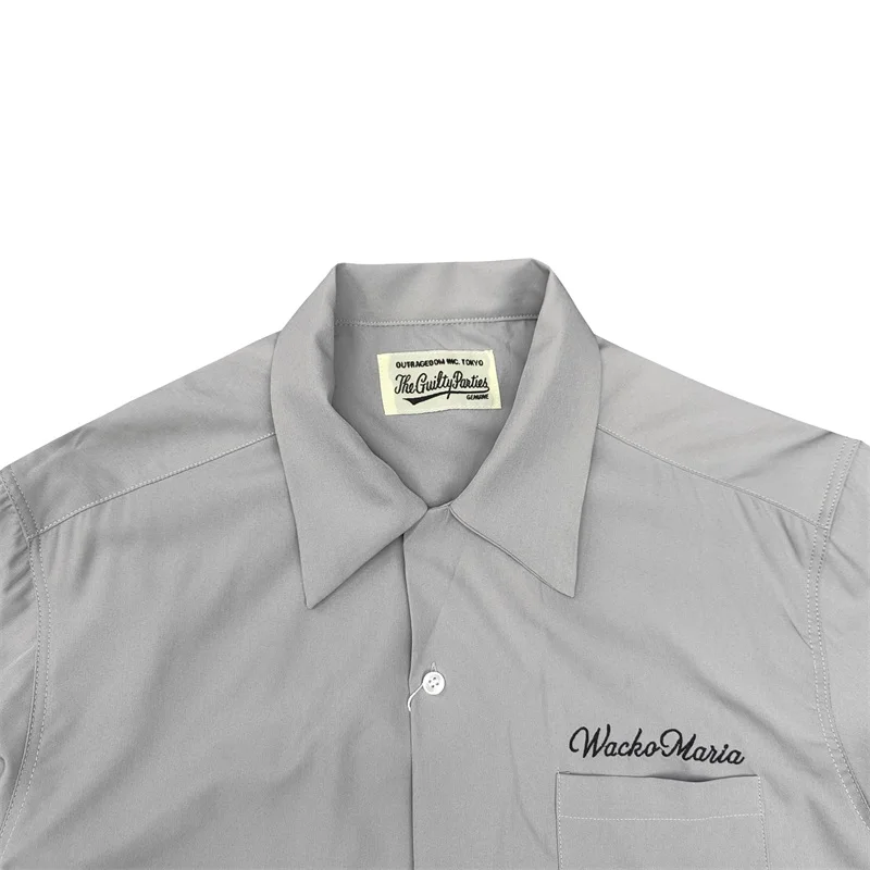 New Men's Women's Shirts WACKO MARIA Solid Colours Cursive wacko maria Embroidered Hawaiian Long Sleeve Shirt