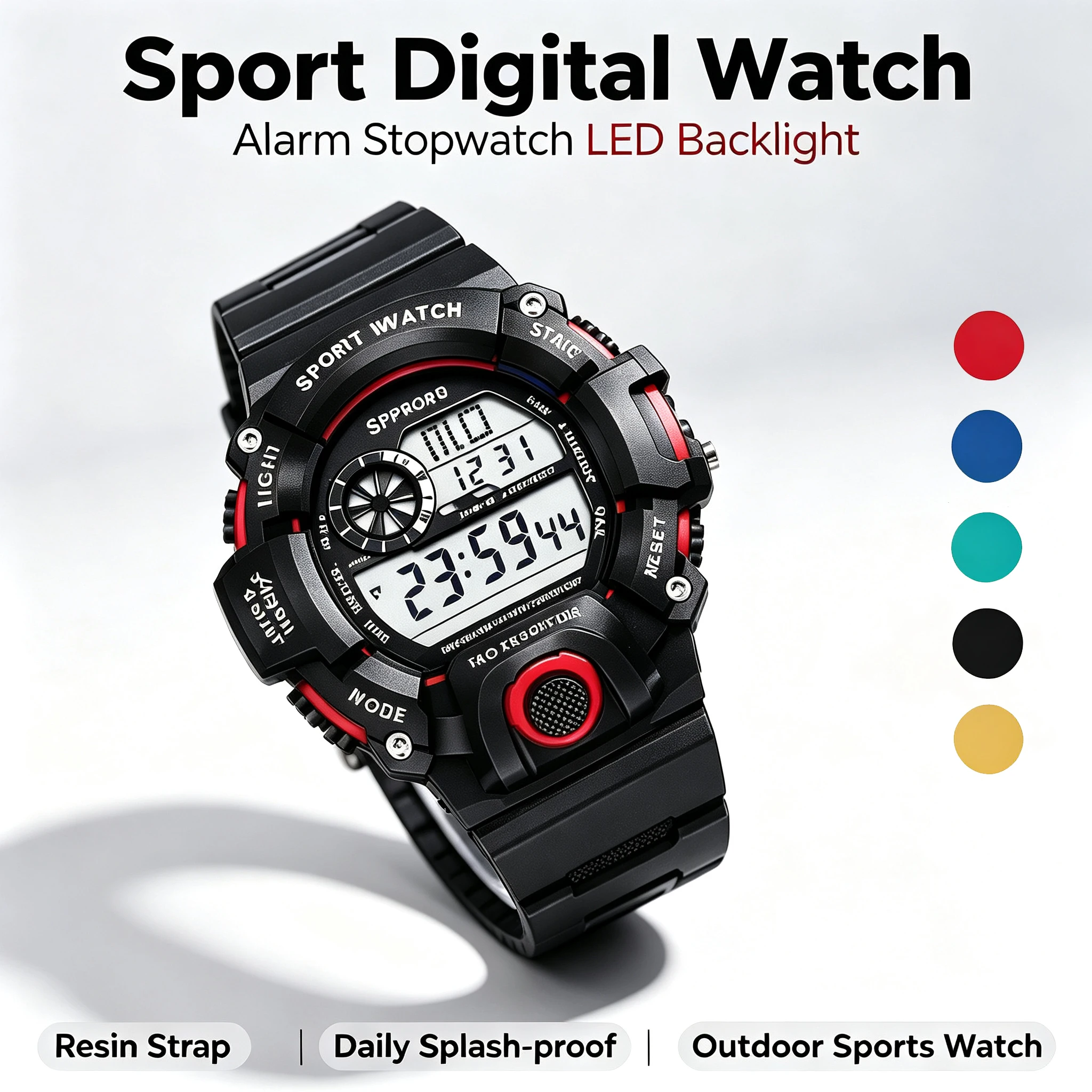 Men's Sports Digital Watch for Teen Boys Students - Alarm Clock Casual Waterproof Wristwatch for Middle High School