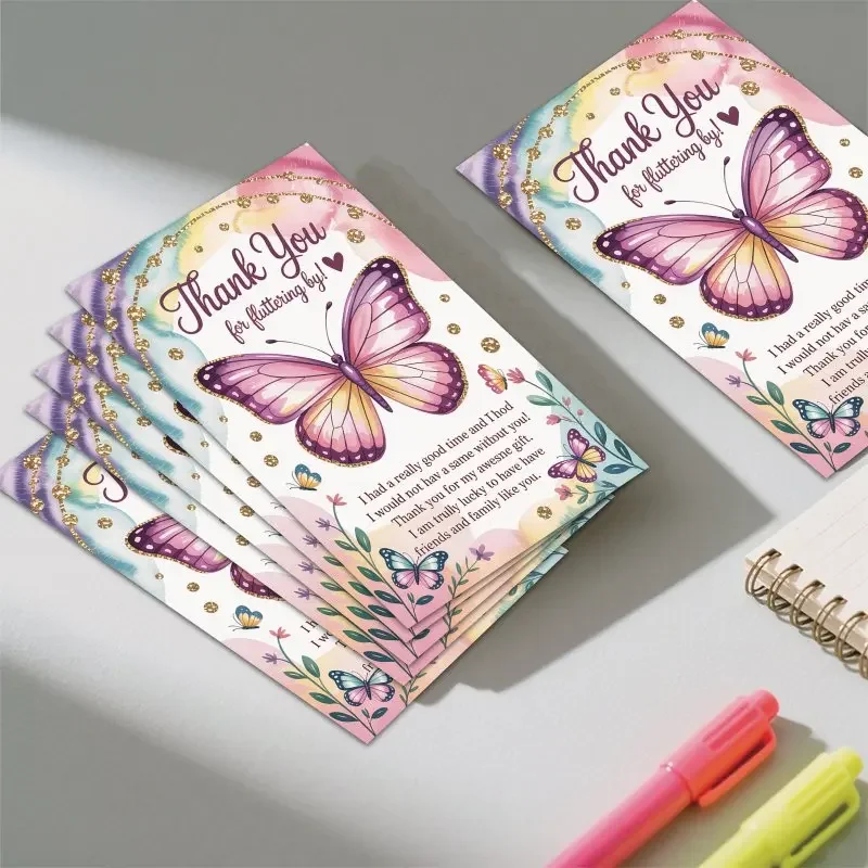 100pcs Elegant Butterfly Flower Watercolor Memo Card Set - Perfect for Birthdays, Christmas, New Year and Other Occasions