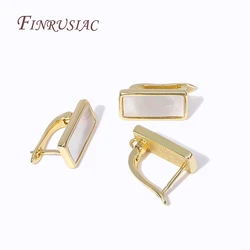 Natural Shell Rectangle Earring Fasteners Ear Wire Clasps 18K Gold Plated Basic Earring Hooks For DIY Women Ear Jewelry Making
