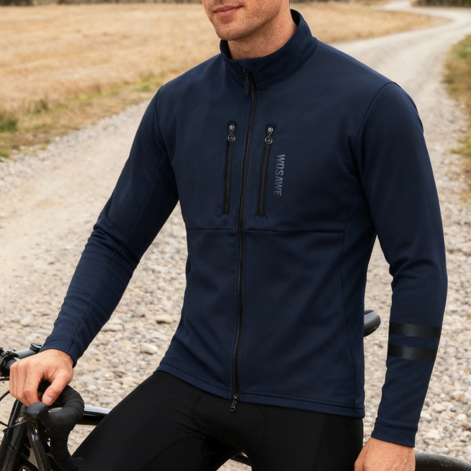 WOSAWE Men Women Winter Cycling Jackets Windproof Reflective Thermal Bicycle Jacket MTB Biking Long Sleeve Windbreaker Wind Coat