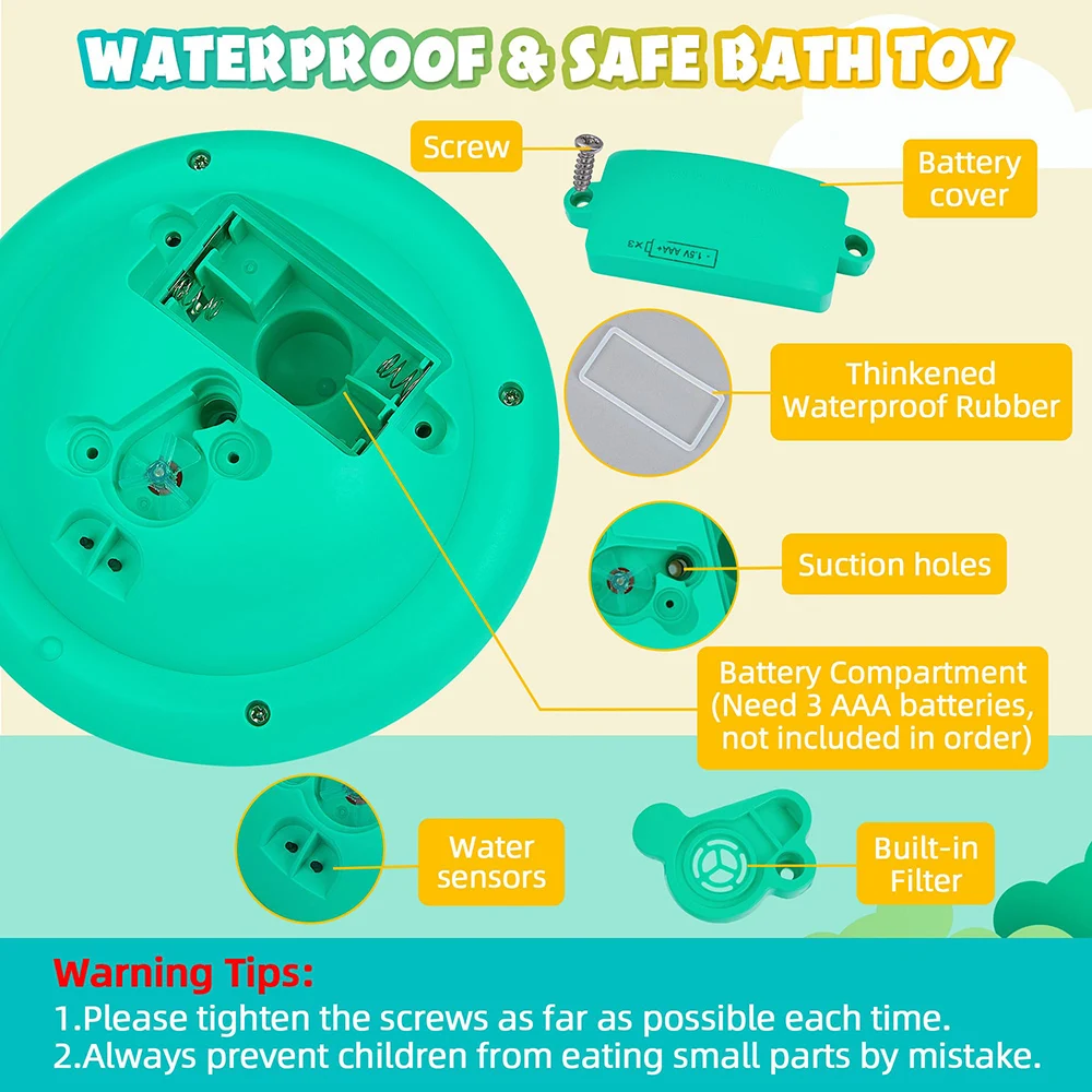 Chuveiro por aspersão de indução automática com LED para crianças, Brinquedos de banho do bebê, Rotação de água pulverizada, Light Up, Banheira Piscina Brinquedos