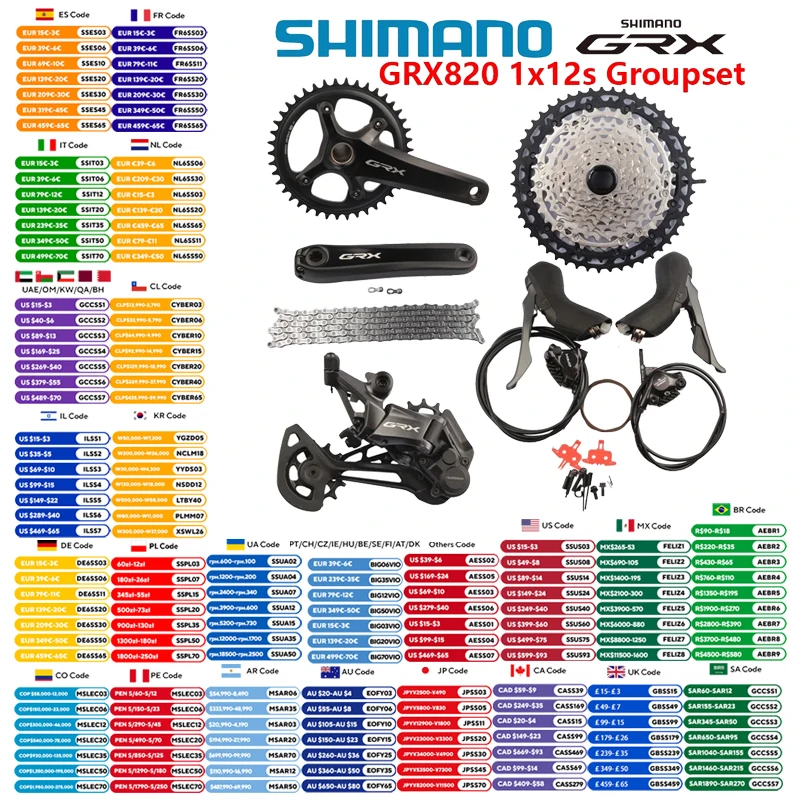 

Shimano GRX RX820 Groupset 12S M8100 51T Cassette 126L Chain RX820 Crankset Shifter Brake RX822 Rear Derailleur For Gravel Bike