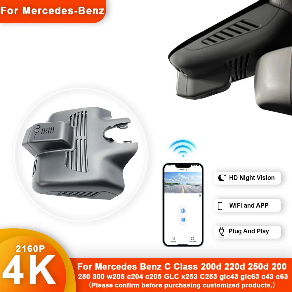 

4K Wifi Car Dvr Dash Cam For Mercedes Benz C Class 200d 220d 250d 200 250 300 w205 c204 c205 GLC x253 C253 glc43 glc63 c43 c63