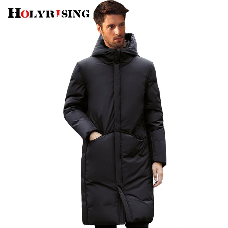 Holyrising Thick Long Men Winter jacket white duck down chaqueta plumas hombre invierno 2 color Hood coat 18151-5