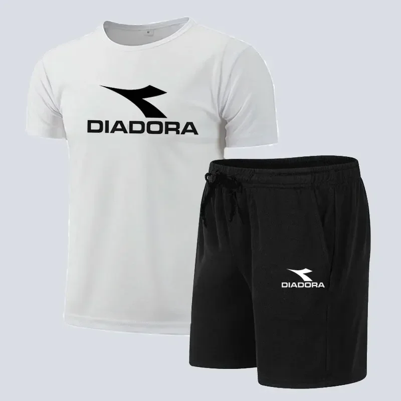 

Summer fashion suit men's short sleeved quick drying breathable sports suit men's short sleeved T-shirt set men's jogging