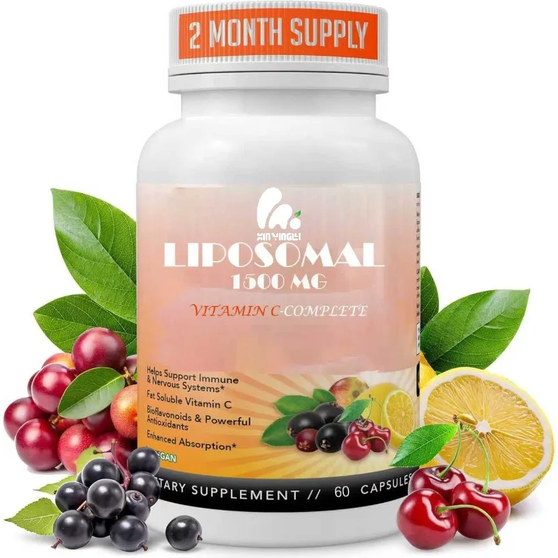 Vitamina C Liposomal con Zinc, Contiene Bayas de Saúco, Amla, Camu Camu - Antienvejecimiento, Refuerzo Inmunológico, 1500 mg/dosis, 60 Cápsulas