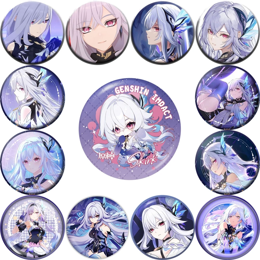

58mm Game Genshin Impact Kawaii Skirk Cosplay COSTUME Badge Pin SPTE Tinplate Brooch Prop Xmas Gift