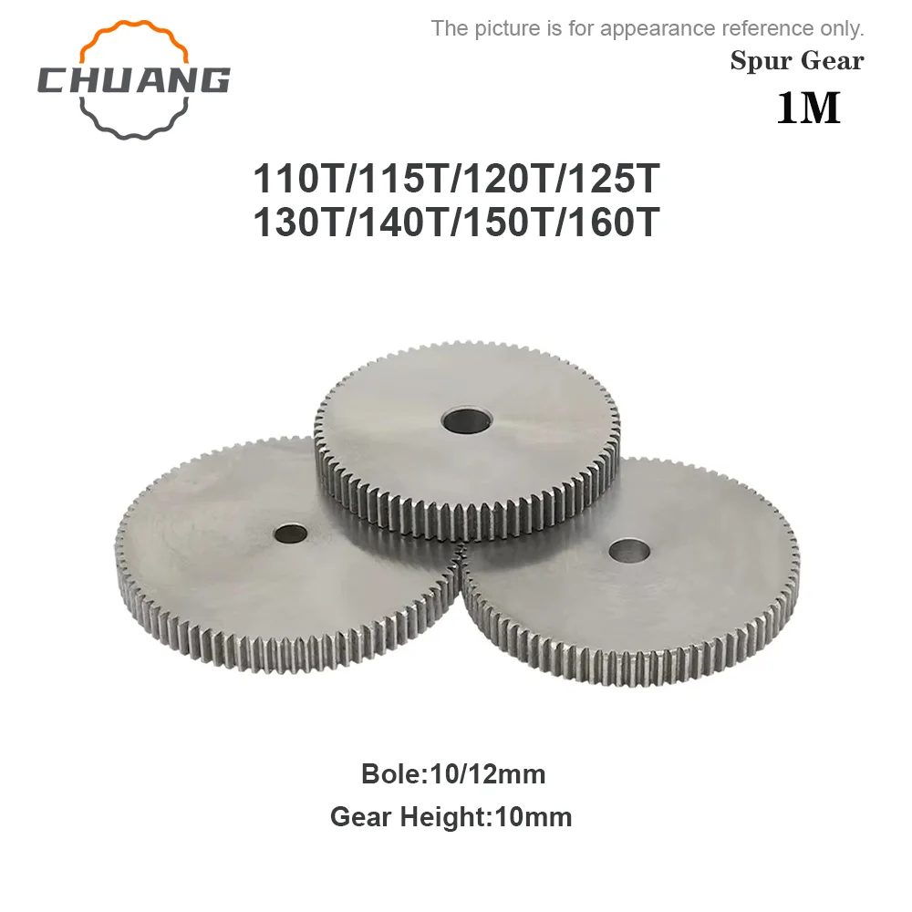 

110T/115T/120T/125T/130T/140T/150T/160Teeth 1 M Spur Gear SC45# Carbon Steel Material Cylindrical Gear Transmission Accessories
