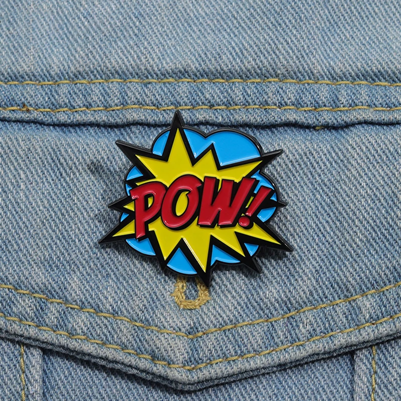 Vintage Comic POW Enamel Pins Custom Retro Pop Art Brooches Lapel Badges Punk Funny Jewelry Gift for Kids Friends