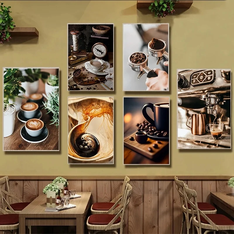 Retro Coffee Bean Tools Poster Canvas Painting Wall Art Pictures Modern Dining Room Home Restaurant Cafe Decor