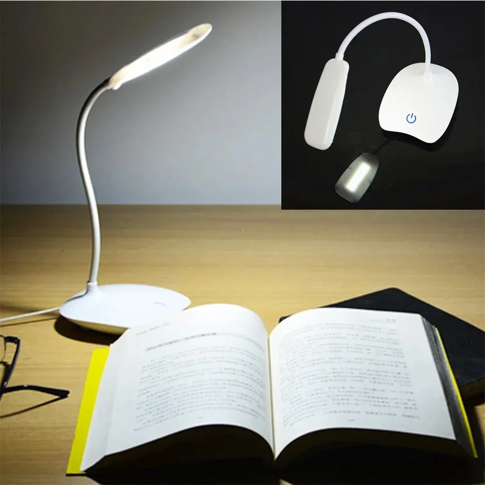

White USB Charging Desk Lamps Touch Button LED Three Level Brightness Small Desk Lamp Student Eye Protection Desk Reading Lights
