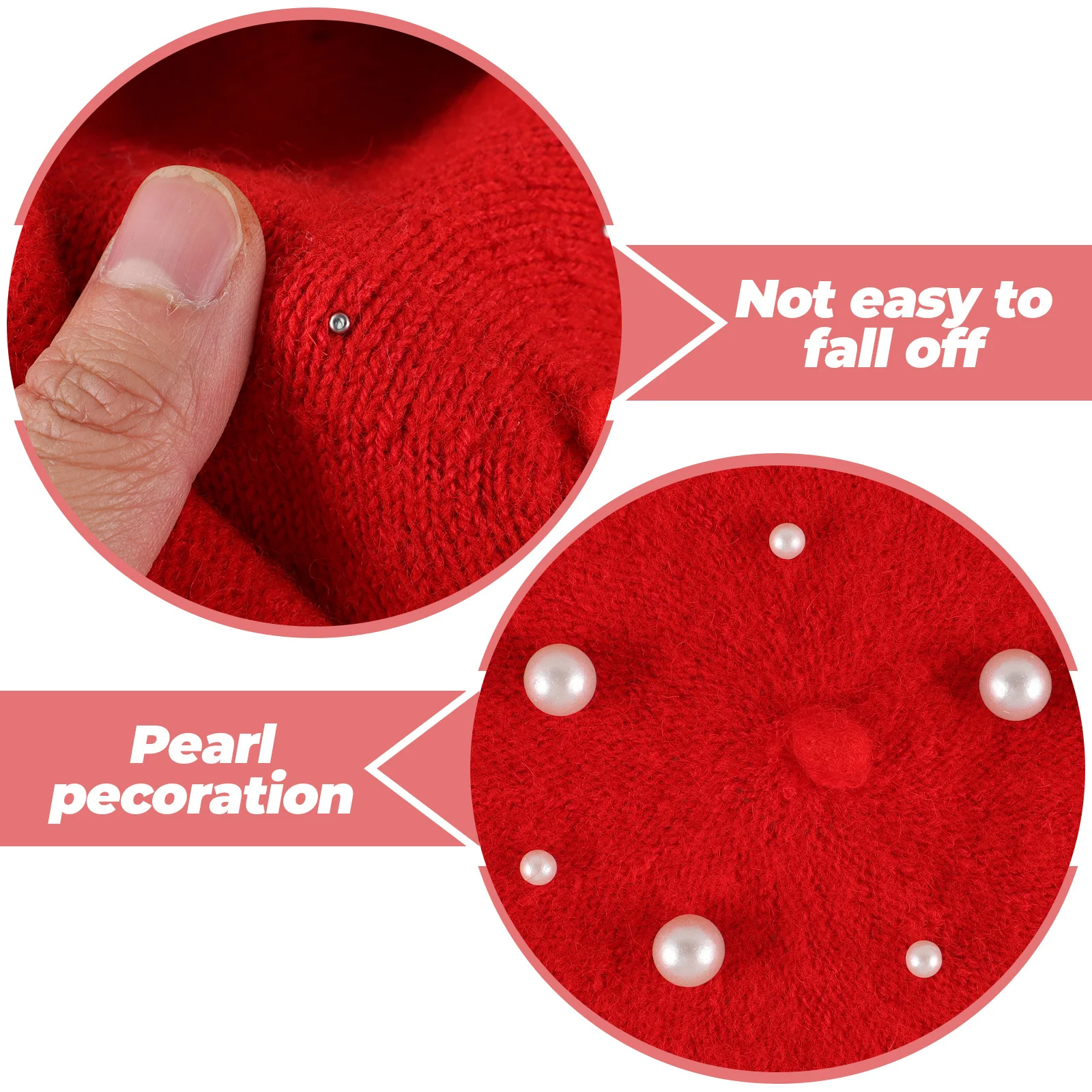 

Women's Pearl Beret Winter Luxury Heavy Work Hat Beaded Rivet Wool Beret Free Size Stylish Casual Accessory