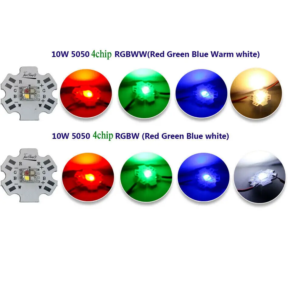 5050 4 Chips 10W RGBW RGBWW LED beads High Power led light-emitting diode Chip with 20mm aluminium PCB Board