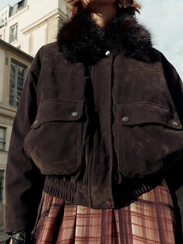 

Ele зимнее женское пальто пилота из искусственного меха Jaet, верхняя одежда iny Surface Long Sve с 3D-эффектом без шапки