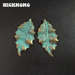 5pcs/bag 48*26MM New Retro Patina Plated Zinc Alloy Green Leaf Charms Pendants For DIY Accessories
