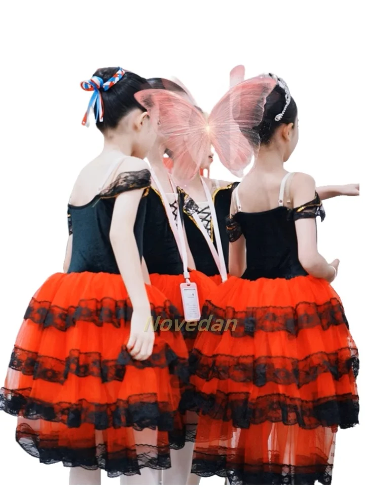 

Профессиональная балетная романтическая пачка, длинная юбка, черно-красное танцевальное платье в Испании для девочек, взрослых и детей, балетный костюм Дон Кихота