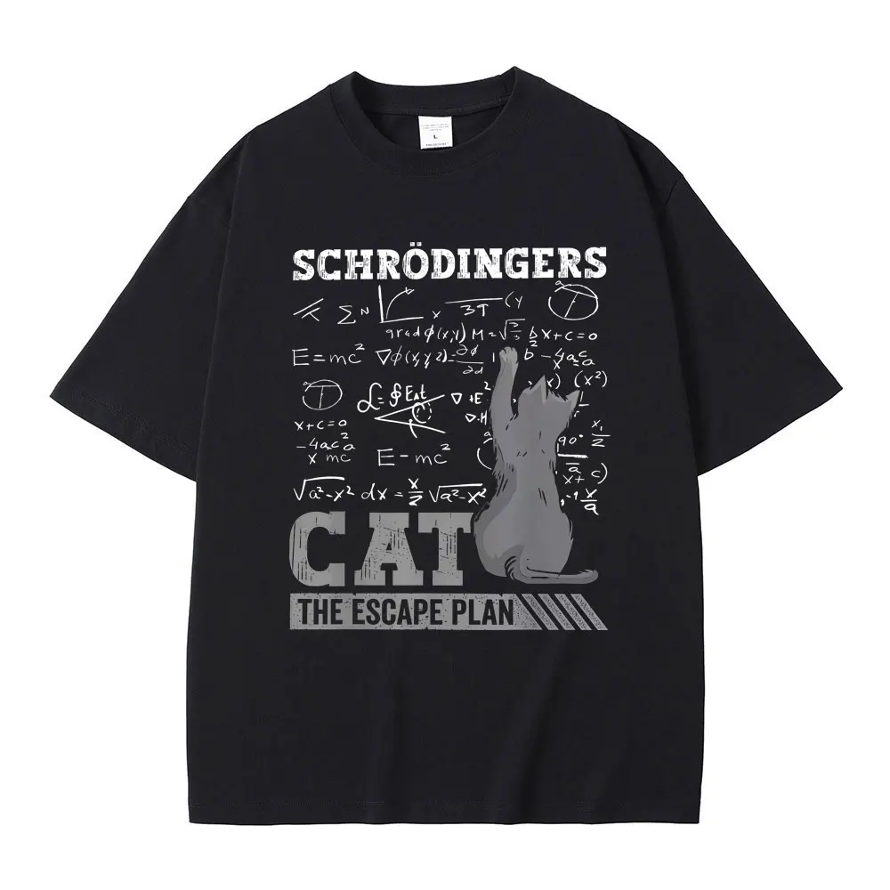 

Schrodinger Cat The Escape Plan Funny Meme Graphic T Shirt Men Women Casual Oversized T-shirt Male 100% Cotton Vintage T-shirts