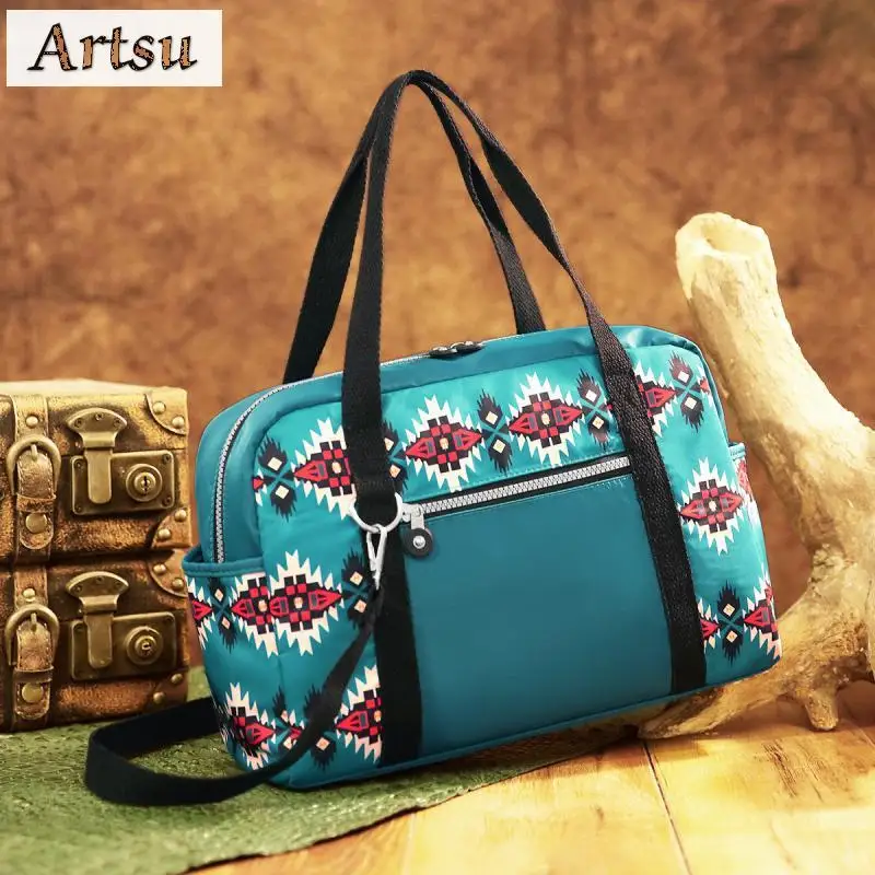 European American Retro Twill Waterproof Cloth Travel Handbag High Capacity Leisure Versatile Women's Bohemian Crossbody Bag