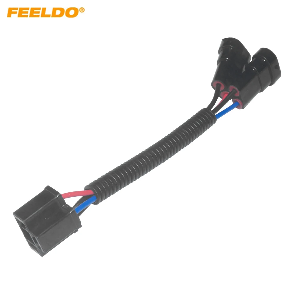 FEELDO Auto Headlight Lamp Wiring Socket Adapter H4-21 To H11-11 Double Female Connector Plugs Car Light Wire Cable