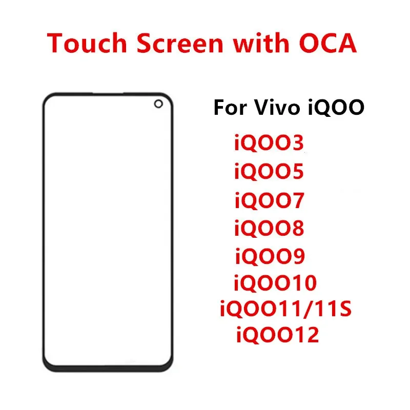 Touch Screen For Vivo iQOO 12 11 11S 10 9 7 8 5 3 Front Panel LCD Display Outer Glass Cover Lens Repair Replace Parts + OCA