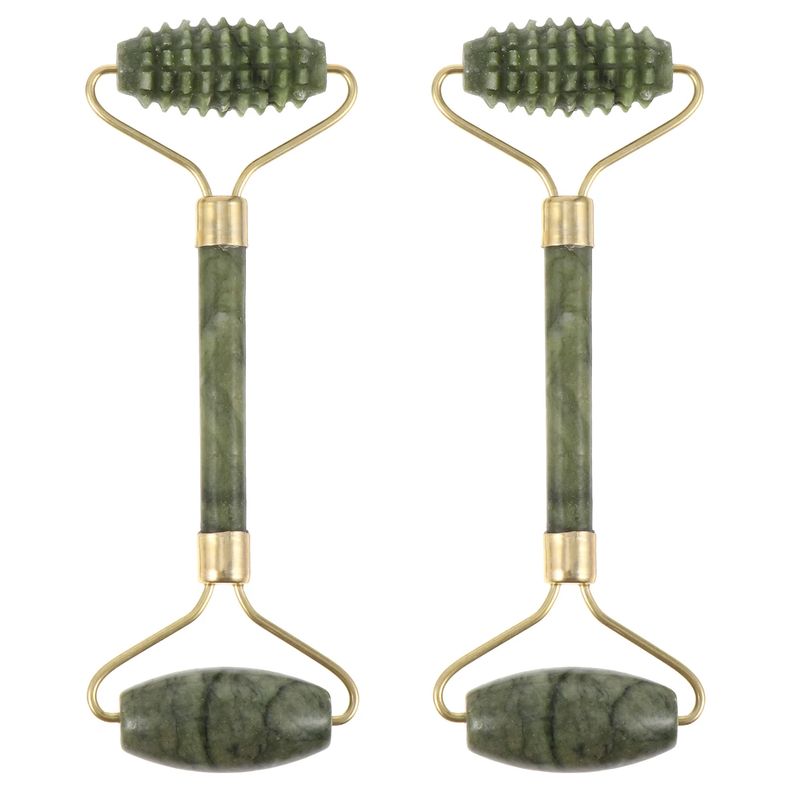 2Pcs Jade Roller Facial Skin Massager Lifting Tighten Face Neck Body Wrinkles Jade Stone Gua Sha Scraping Tool