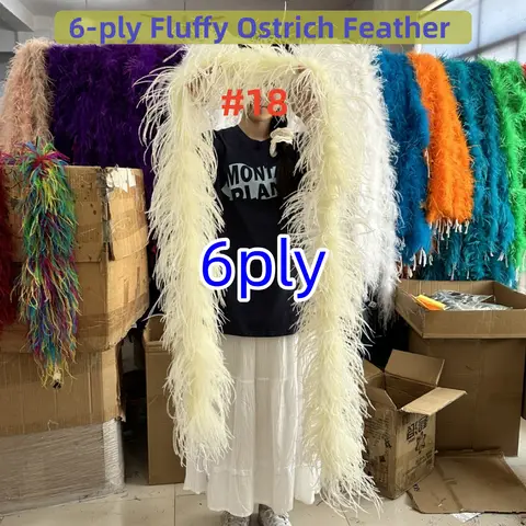 6PLY Thickness Ostrich Feather Boa Pink Feather Shawl Scarf Decorations 0.5 to 2M Long Fluffy Feather Trim Decorate Plumes Decor