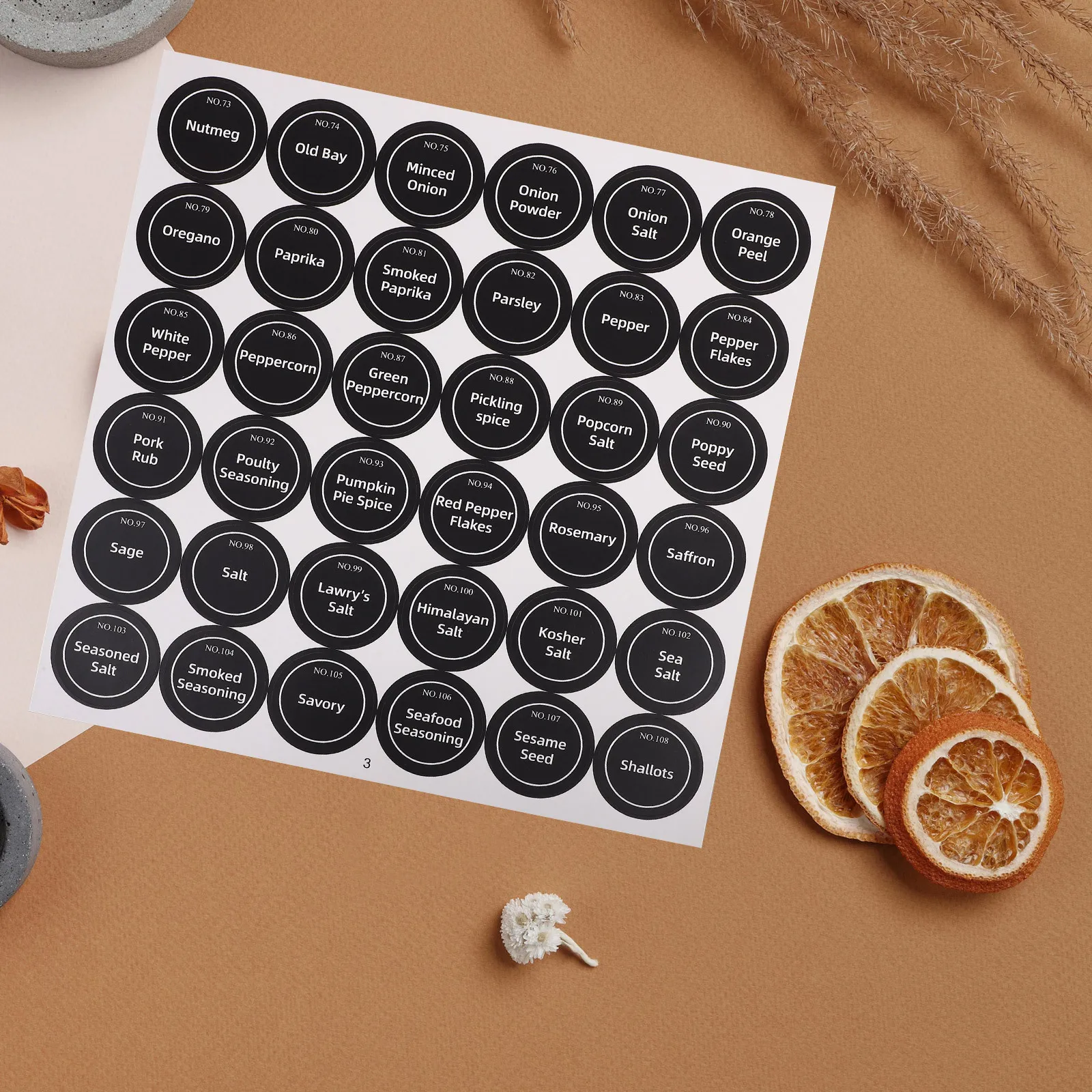 

20 Sheets Preprinted Waterproof Round Spice Jar Labels English Stickers Kitchen Pantry Organization Labels Seasoning Label
