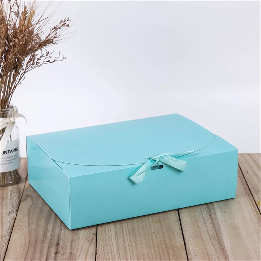 10Pcs Vierkante Kraft Papier Doos Kartonnen Verpakking Valentijnsdag Bruiloft Pasen Party Gift Box Met Linten Snoep Opslag - afbeelding 1
