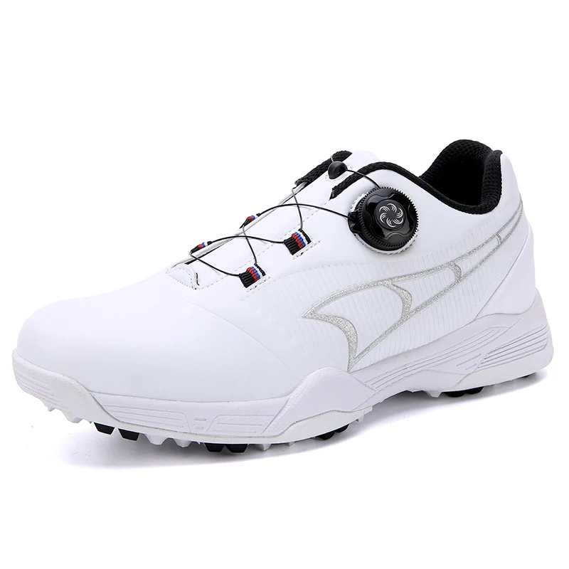 Waterproof Men Golf Shoes Leather Golf Training Sneakers Non-slip Spikeless Golf Sneakers Couple Beginner Golf Athletic Shoes 46