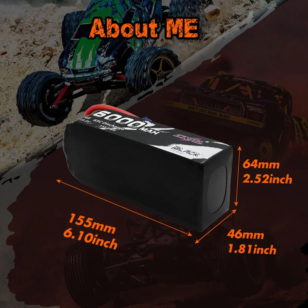 CNHL 6S 22.2V Lipo Battery 6000mAh 65C Black Series With EC5 Plug For Airplane Helicopter Vehicles Car Boat Truggy Buggy