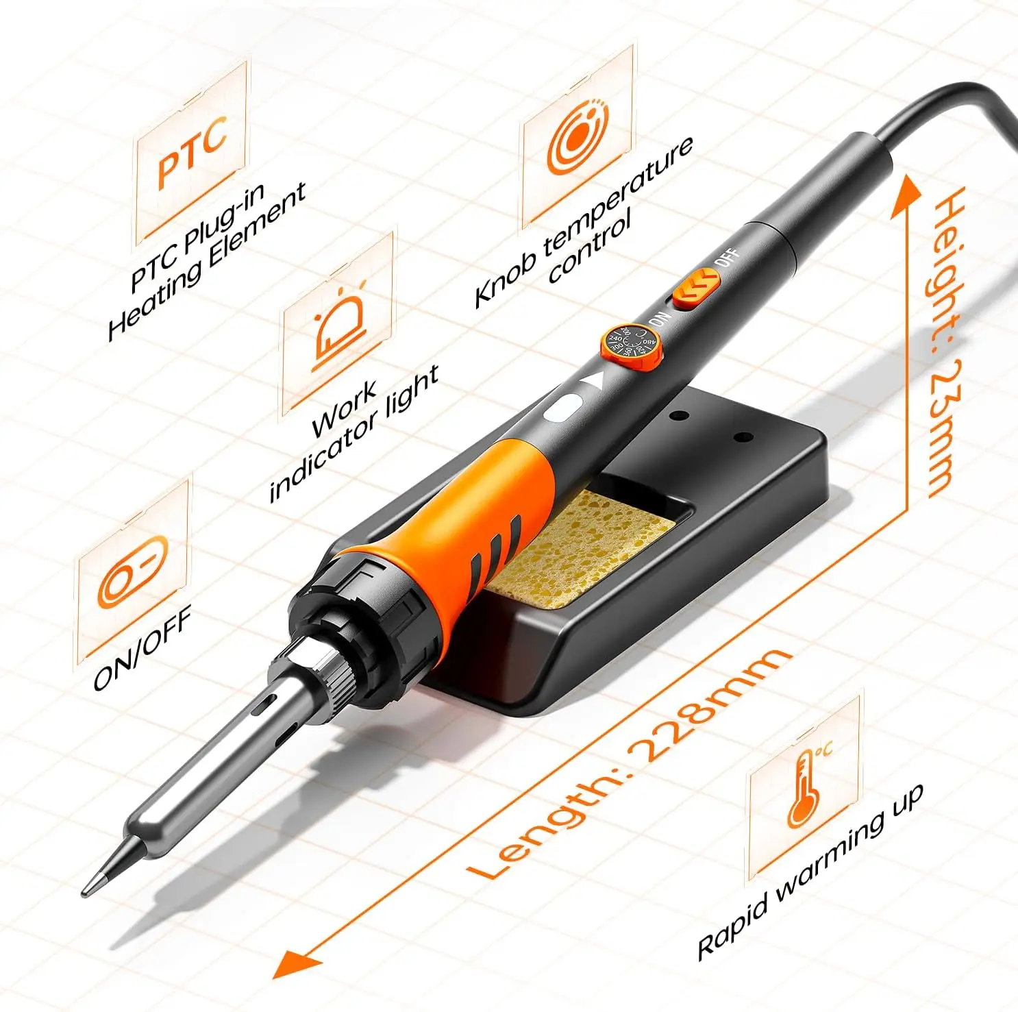 12P Soldering Iron Premium Kit 60W Soldering Tool with Ceramic Heater Soldering Welding Tool Adjustable Temperature 200 to 450°C