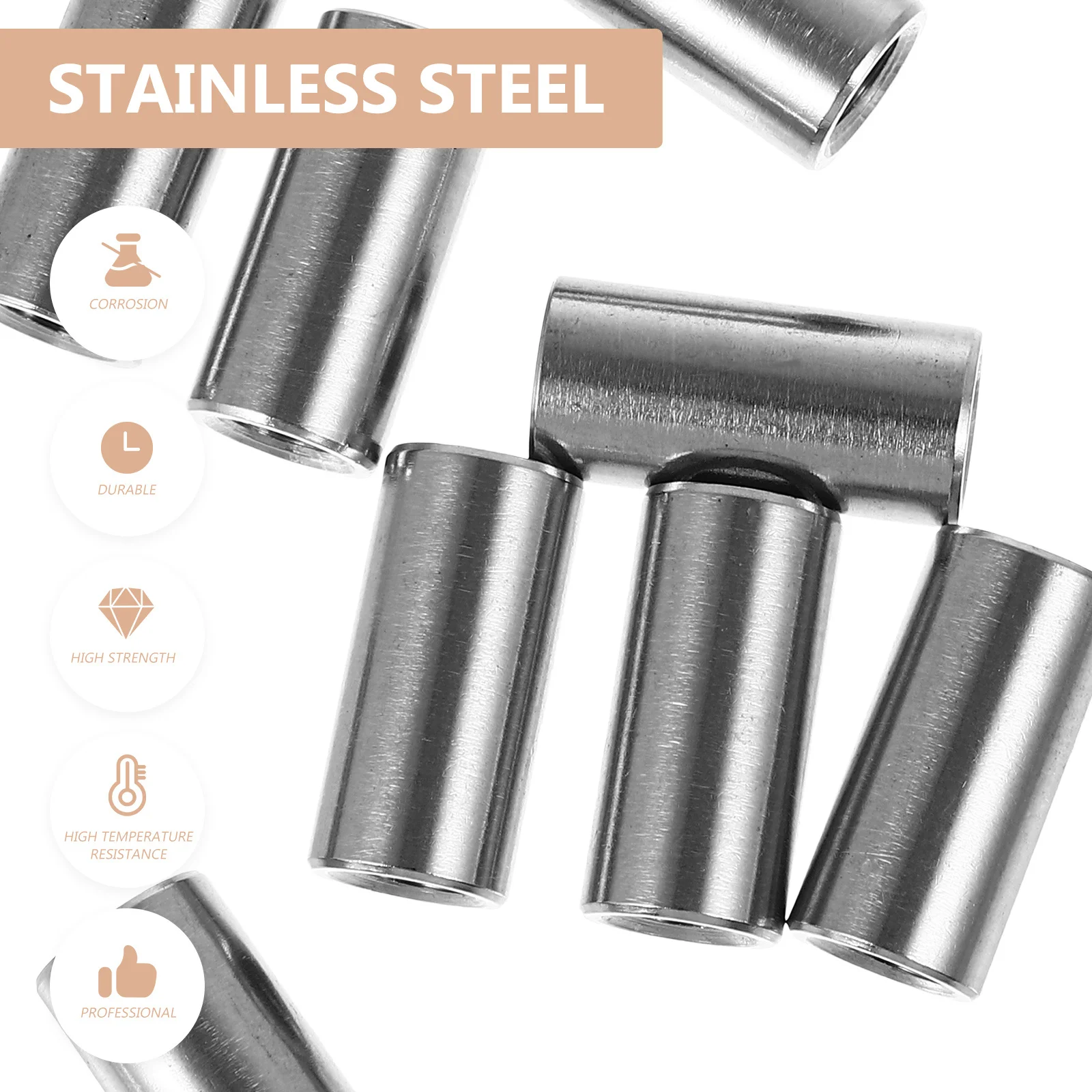 

10Pcs Round Connector Nuts Stainless Steel Coupling Nuts High Strength Practical Welding Connector Nut Welding Rod Nut