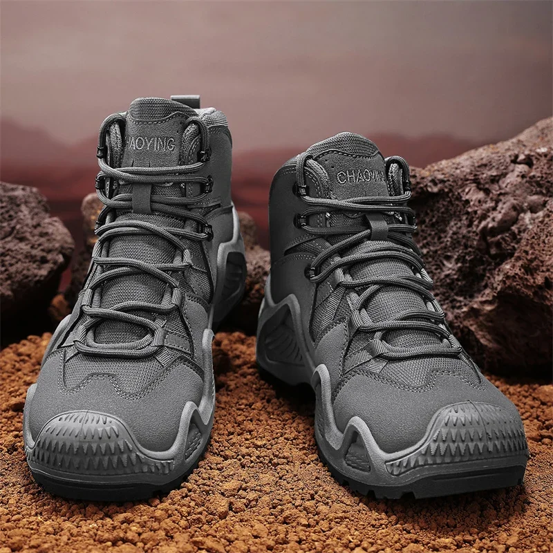 Men\'s New Beach Shoes 2024 Training Combat Boots Outdoor Hiking Boots Classic Ankle Shoes Motorcycle Black  Sports Hiking Shoes