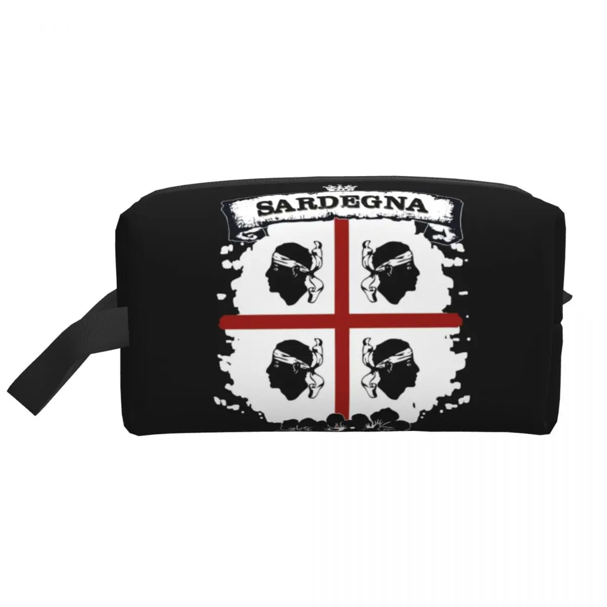 Sardinia Flag Four Moors Travel Cosmetic Bag Italy Sardegna Coat of Arms Toiletry Makeup Organizer Lady Beauty Storage Dopp Kit